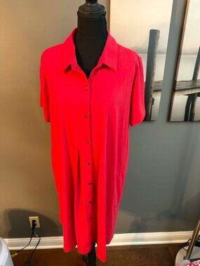 JJill Red button down dress Petite XL Knit